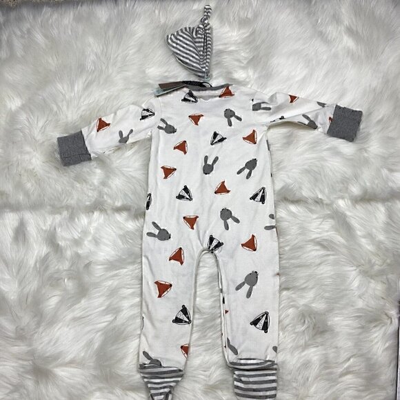 NEW Lilly + Sid Boy's Size 6-12 Months Romper Animal Fox Rabbit Heads - Picture 9 of 12